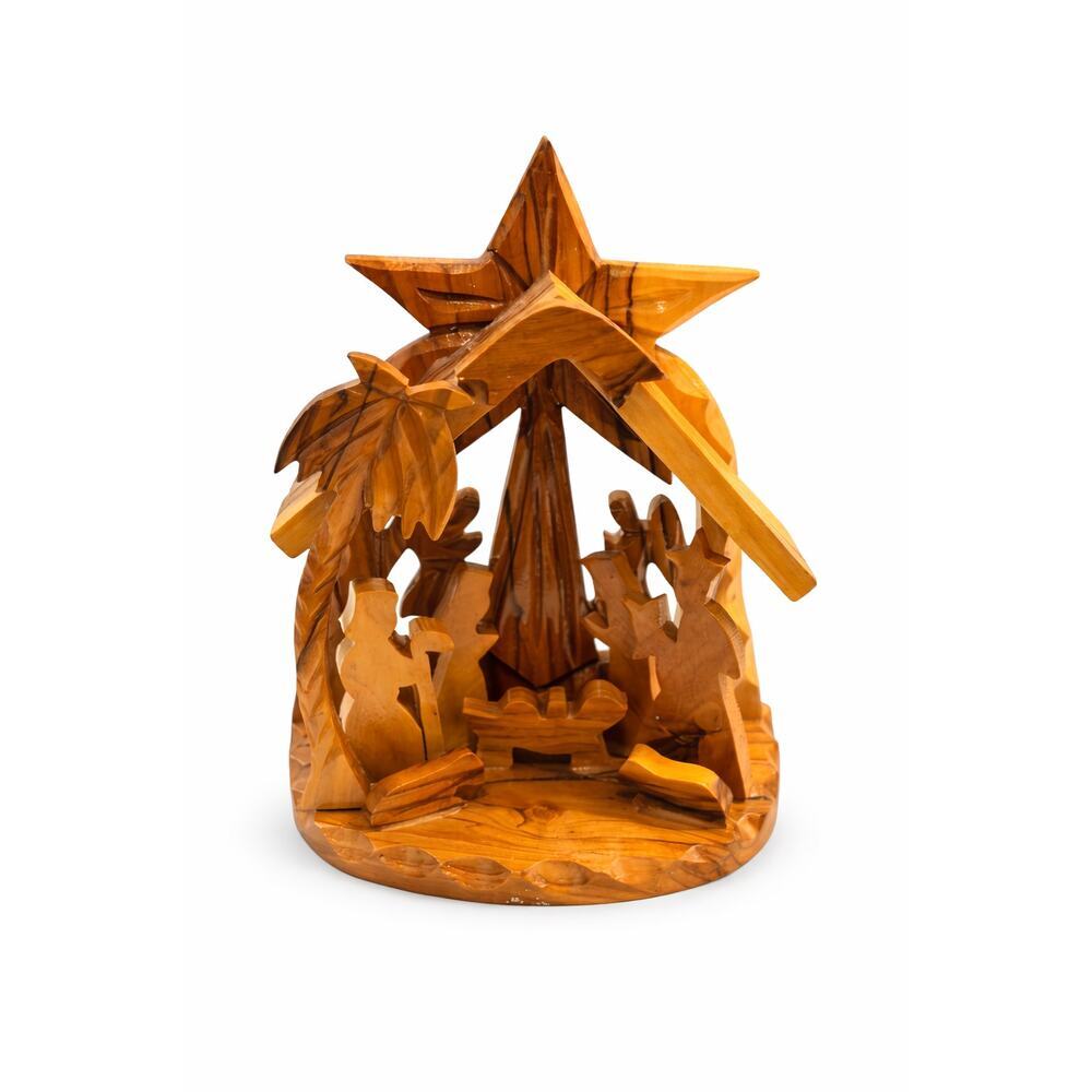 Vintage Hand Carved Olive Wood Nativity Bethlehem Holy Land Miniature